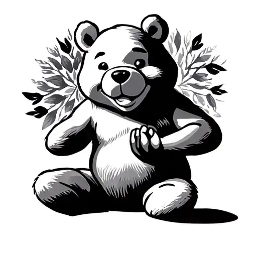 meditating pooh bear tattoo design idea