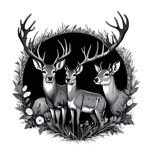 Deer Family tattoo design idea