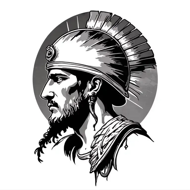 Greek Soldier silhouette tattoo design idea