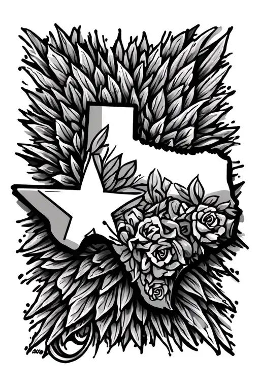 Texas outline and 2005 written tattoo design idea