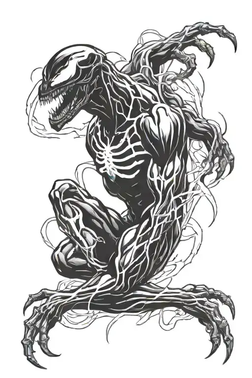 Venom symbiote goo stretching tattoo design idea