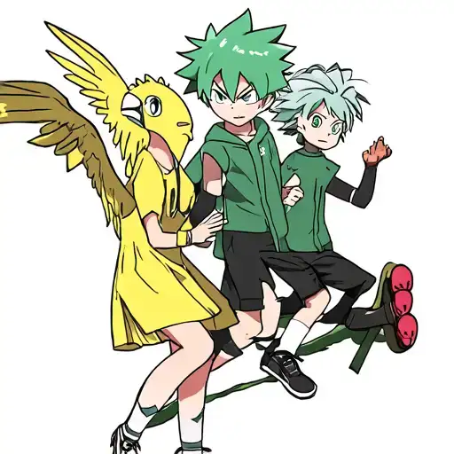 canary from hunterxhunter with gon and killua in background  tattoo design idea