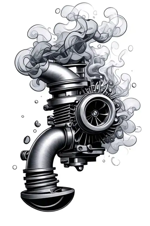 Turbocharger made of smoke coming tattoo design idea