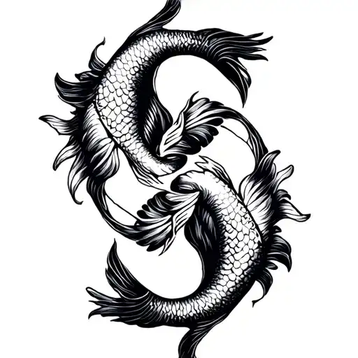 Pisces symbol intertwined with Gemini and Virgo zodiac sign tattoo design idea