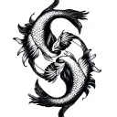Pisces symbol intertwined with Gemini and Virgo zodiac sign tattoo design idea