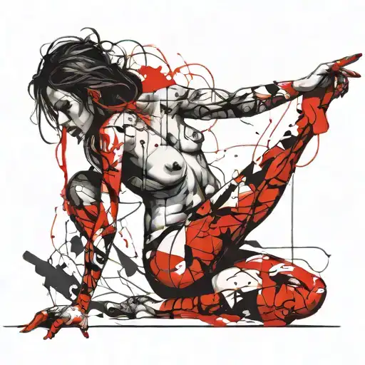 naked woman tattoo design idea