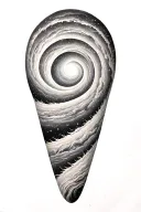 sisyphus and  fibonacci spiral galaxy filled with stars tattoo design idea