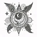 Witchy symbols with moons tattoo design idea