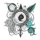 Witchy symbols with moons tattoo design idea