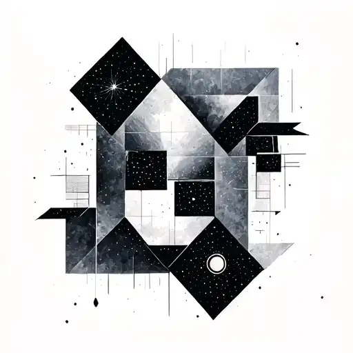 Geometric squares space surrounded tattoo design idea