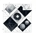 Geometric squares space surrounded tattoo design idea