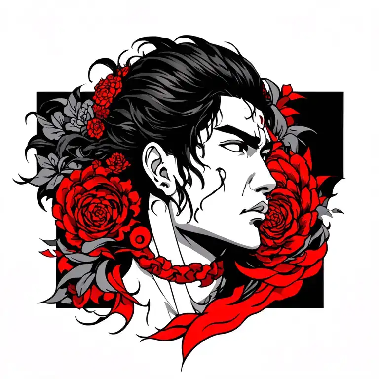 Baki Hanma tattoo with red tattoo design idea