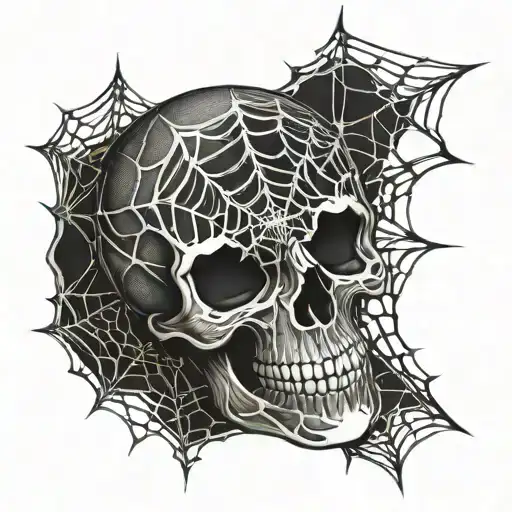 spider web skull tattoo design idea