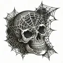 spider web skull tattoo design idea