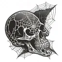spider web skull tattoo design idea