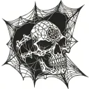 spider web skull tattoo design idea