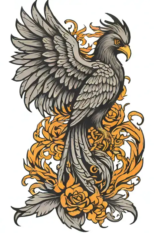 phoenix black grey tattoo tattoo design idea