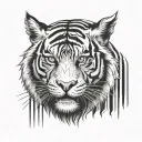 IT-themed tiger with binary code stripes tattoo design idea