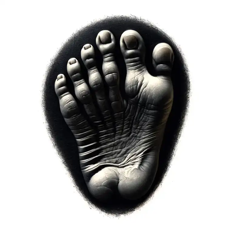 baby face with foot print tattoo design idea