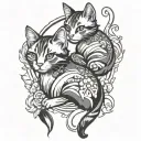 cool two cat design tattoo design idea