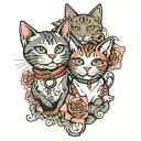 cool two cat design tattoo design idea