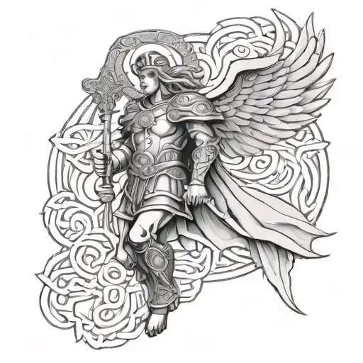 saint Michael celtic sleave tattoo tattoo design idea