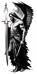 You can describe your concept (e.g., “St. Michael wielding a flaming sword, cloaked in shadows like the Angel of Death”) tattoo design idea