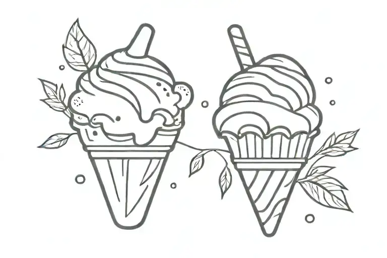 and ice cream tattoo design idea