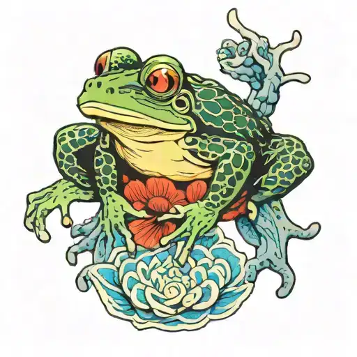 Japanese Frog Kaeru tattoo design idea