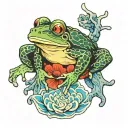 Japanese Frog Kaeru tattoo design idea