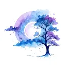 celestial and tree tattoo design idea