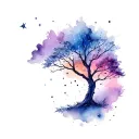 celestial and tree tattoo design idea