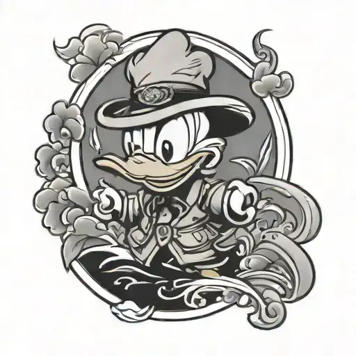 Japanese style of Donald duck tattoo design idea