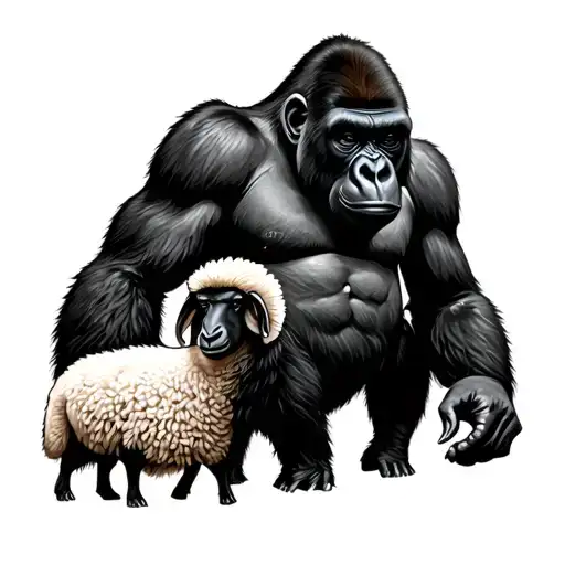 gorilla and lost sheep tattoo design idea