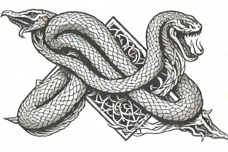snake that eats itself and the sign of death from the anime berserk tattoo design idea