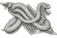 snake that eats itself and the sign of death from the anime berserk tattoo design idea