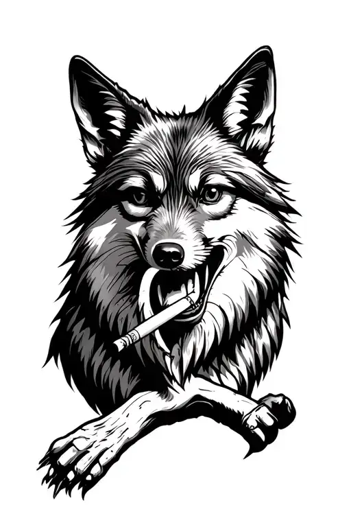 Coyote chewin' on a cigarette tattoo design idea