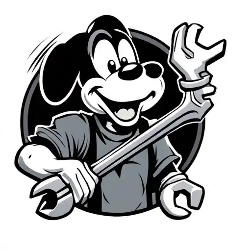 disney goofy holding automotive wrench tattoo design idea