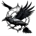 viking valhala symbol and crow tattoo design idea