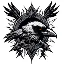 viking valhala symbol and crow tattoo design idea