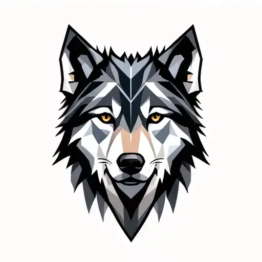 wolf face geometric tattoo design idea