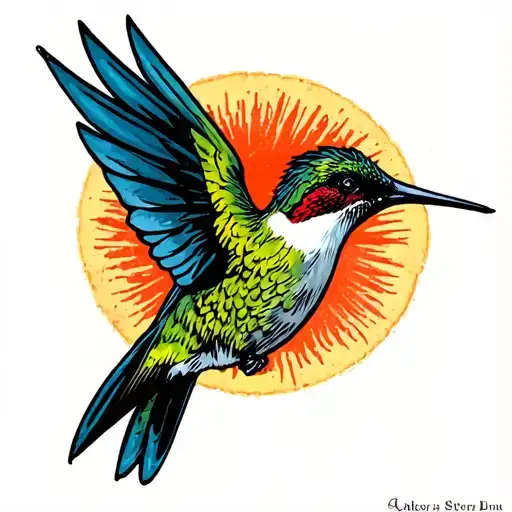 old school hummingbird tattoo design idea