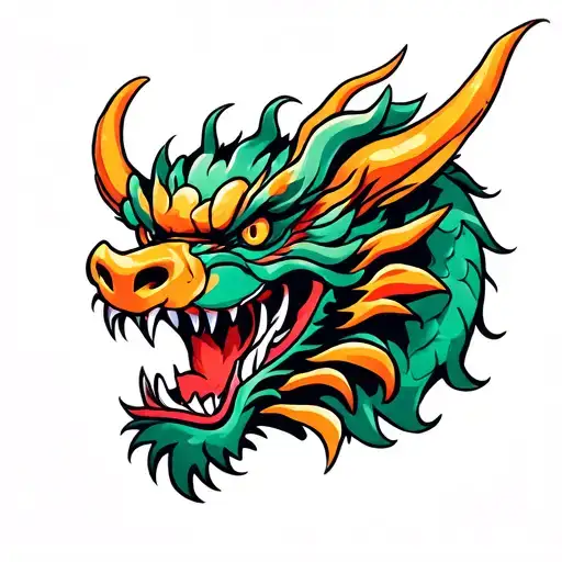 japanese dragon face tattoo design idea