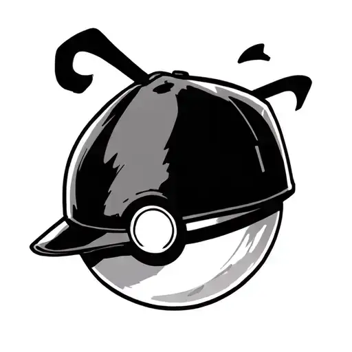 Pokeball with Ash's hat on top tattoo design idea
