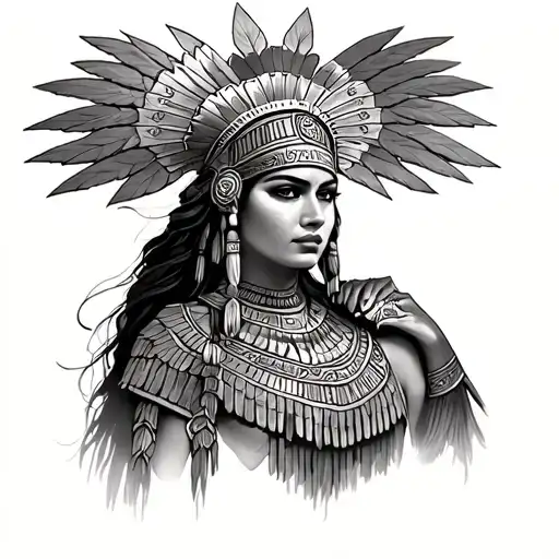 Aztec warrior princess  tattoo design idea