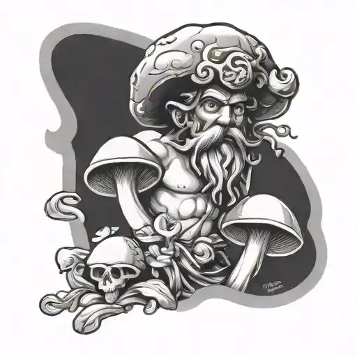 Greek god of mushrooms tattoo design idea