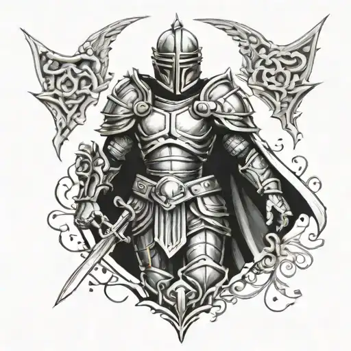 armor of God reaching tattoo design idea