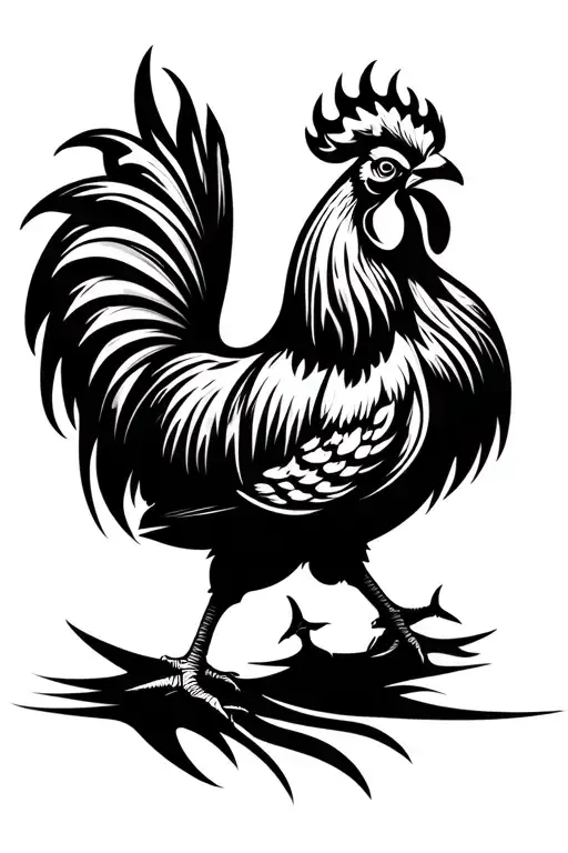 fighting rooster tattoo design idea