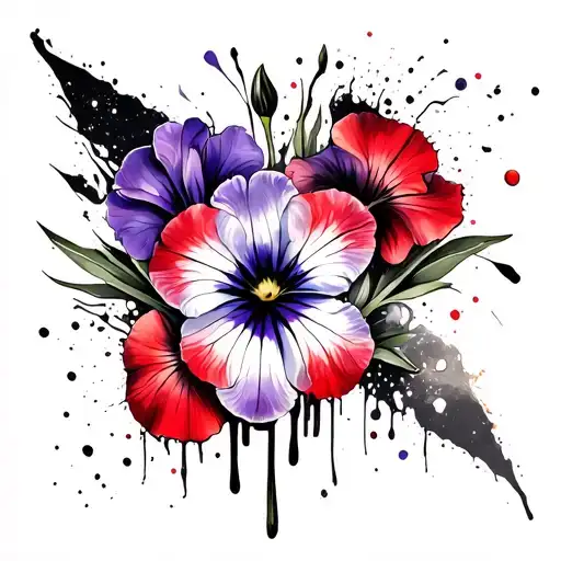 primrose violet iris flower tattoo design idea