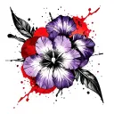 primrose violet iris flower tattoo design idea